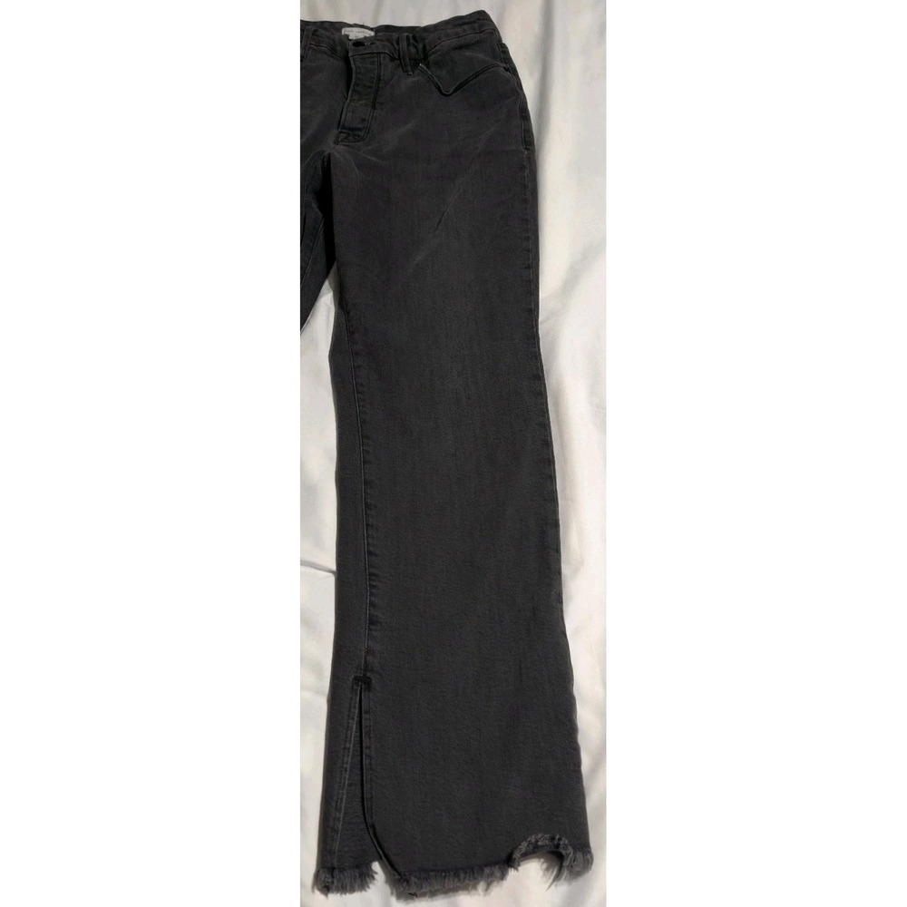 Good American Black Split Raw Hem Jeans Women's Size 15 Stretch Button Fly - Picture 3 of 10